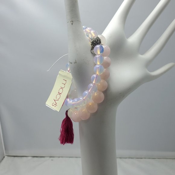 Macy's semi precious beaded 2pc bracelet with rhinestone - Picture 3 of 3